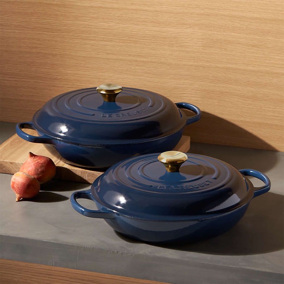 Le Creuset Signature 5-Qt. Ink Blue Cast Iron Everyday Pan for Sale in New  York, New York - OfferUp