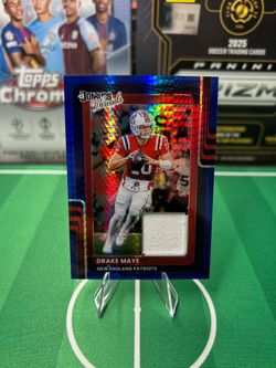 2025 Donruss Optic Drake Maye Blue Hyper Threads Relic Patriots