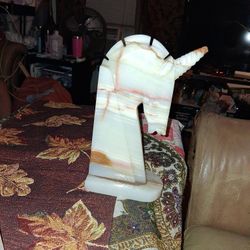 BEAUTIFUL MARBLE UNICORN BOOK ENDS