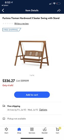 Brand new still in box hardwood patio 3 seater swing