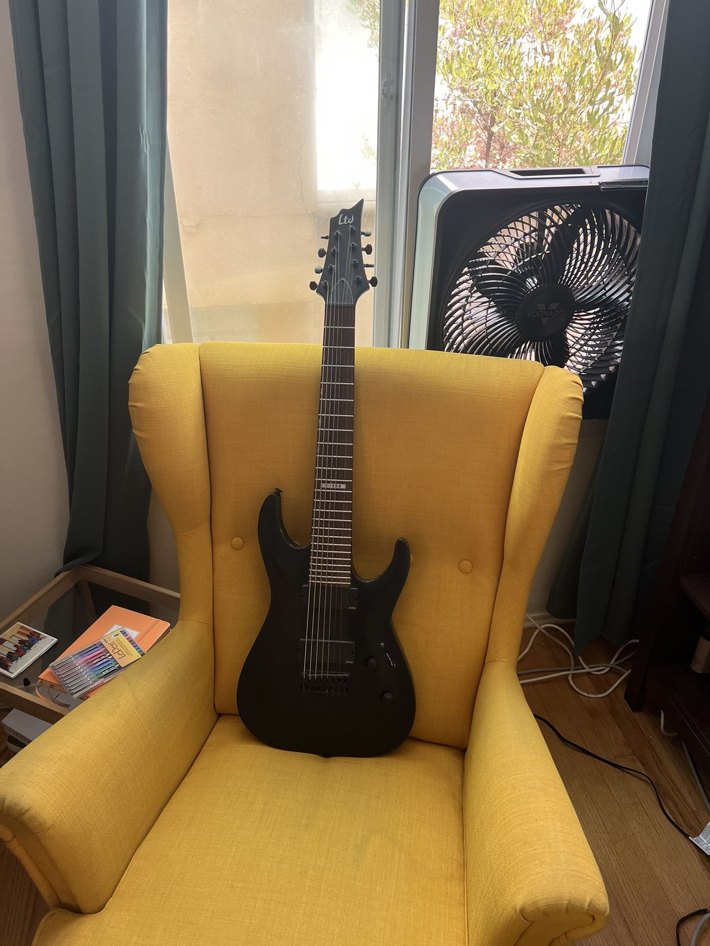 ESP LTD H‑308 8‑String – Black Satin, EMG, Set‑Thru Neck