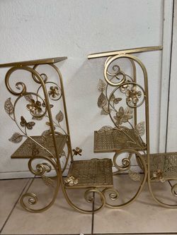 Gold Metal Tiered Plant Stand Set