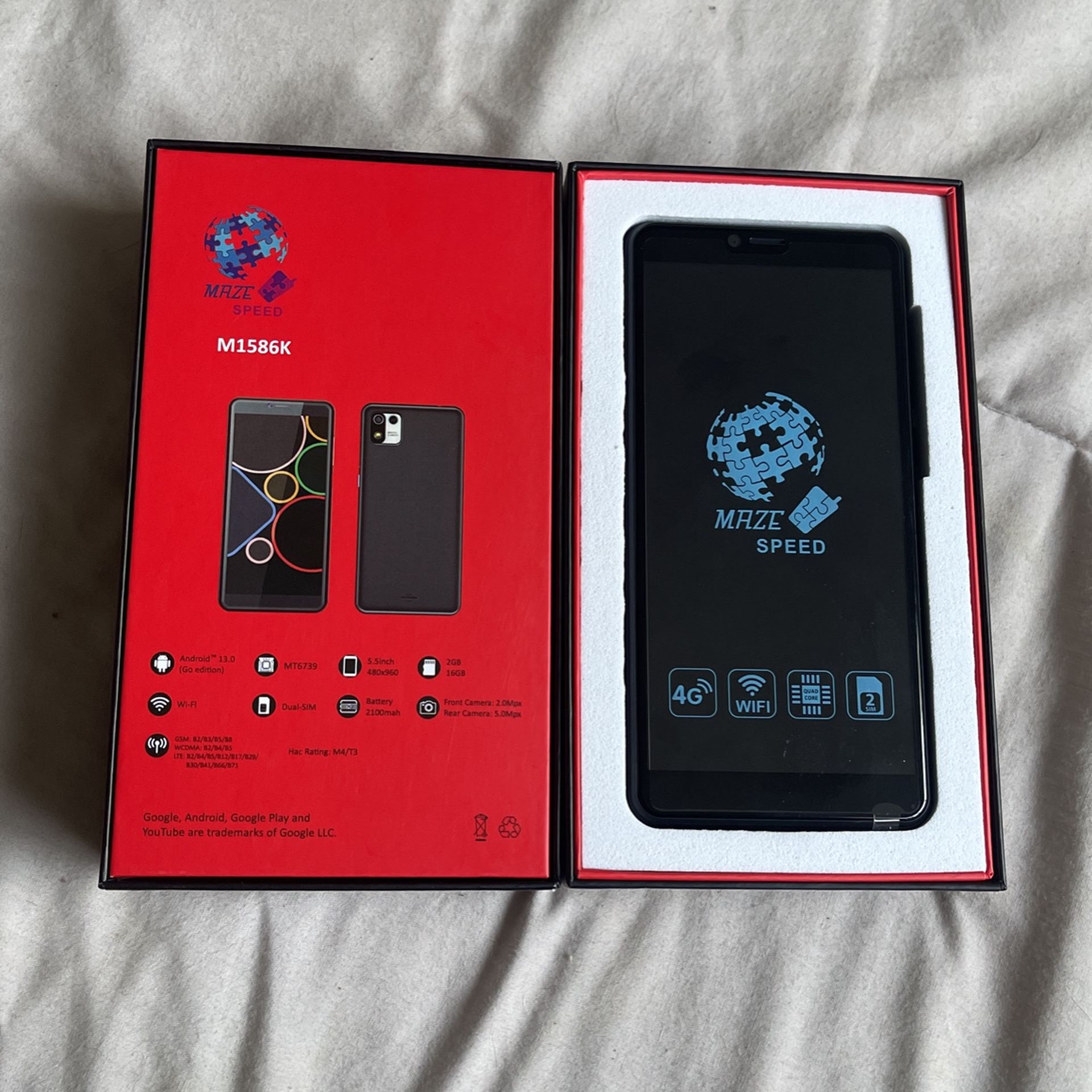 Maze Speed M1586K (Fully Unlocked & Activated) - Shadow Black 16GB Dual-SIM 4G LTE 5.5" Android