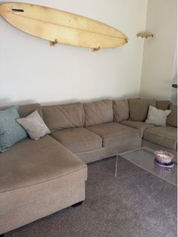 Beautiful tan sectional with chaise