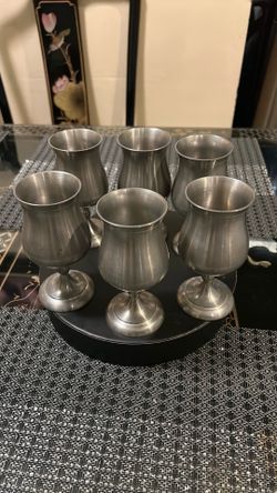 vintage English Pewter Wine Goblets