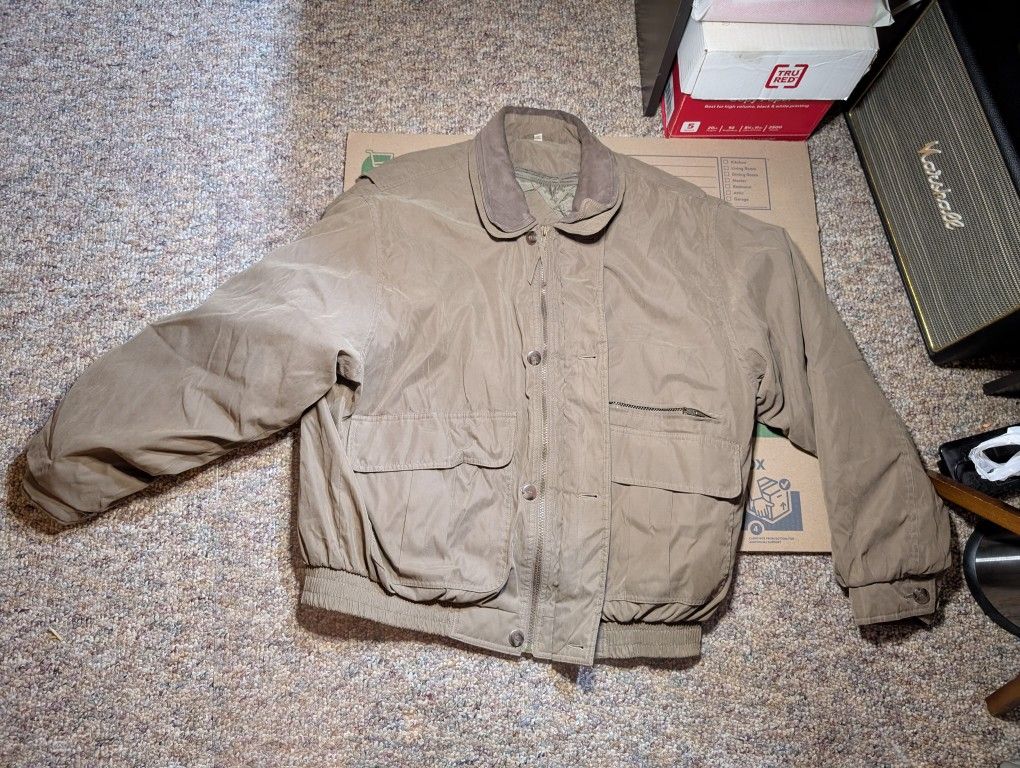 Vintage Fieldmaster Jacket Men's Rugged Outerwear Zip Coat XL Tan Brown Collared