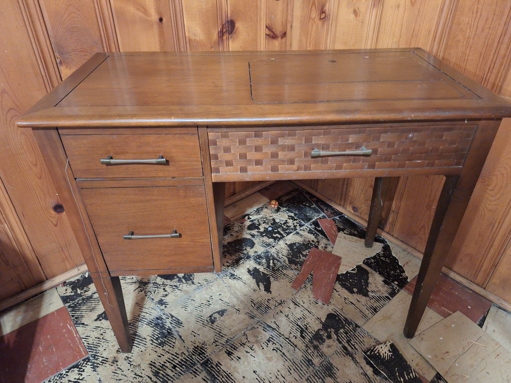 Sewing Machine Cabinet and Stool (Needs New Cover)