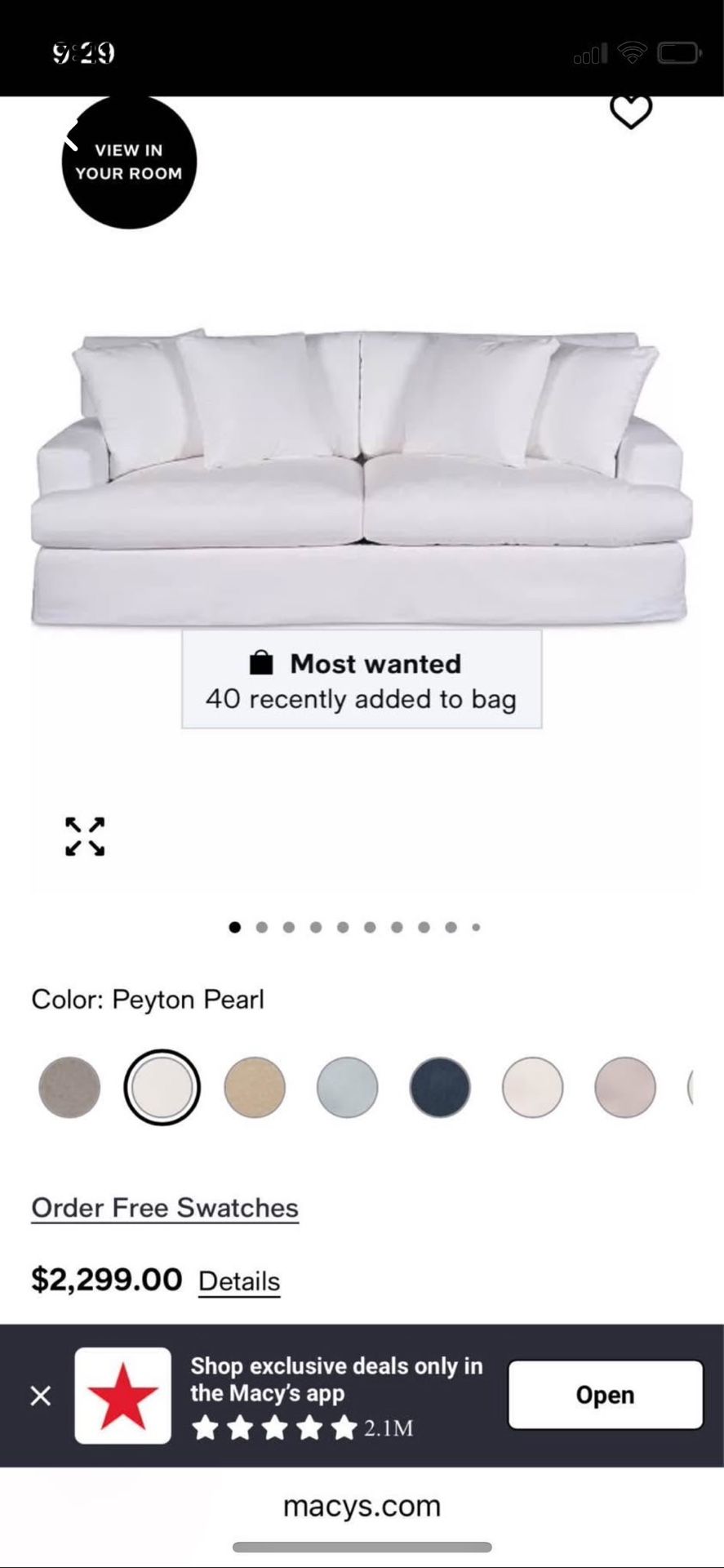 Slipcovered Down Couch