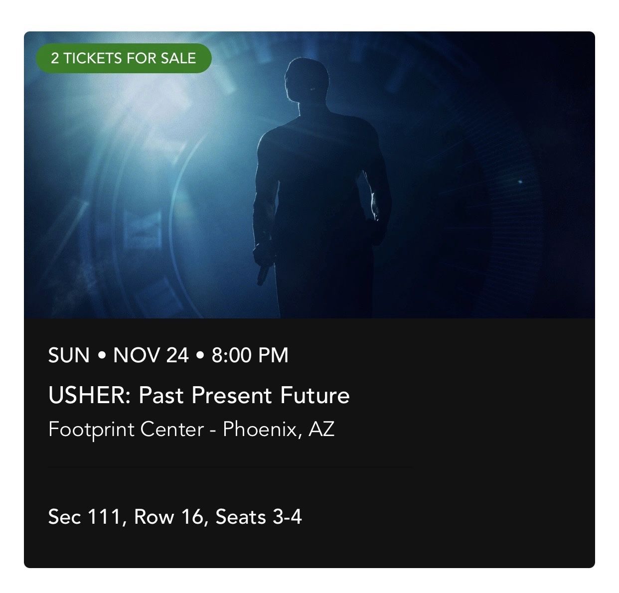 Two USHER: Past Present Future Concert Tickets 11/24/2024