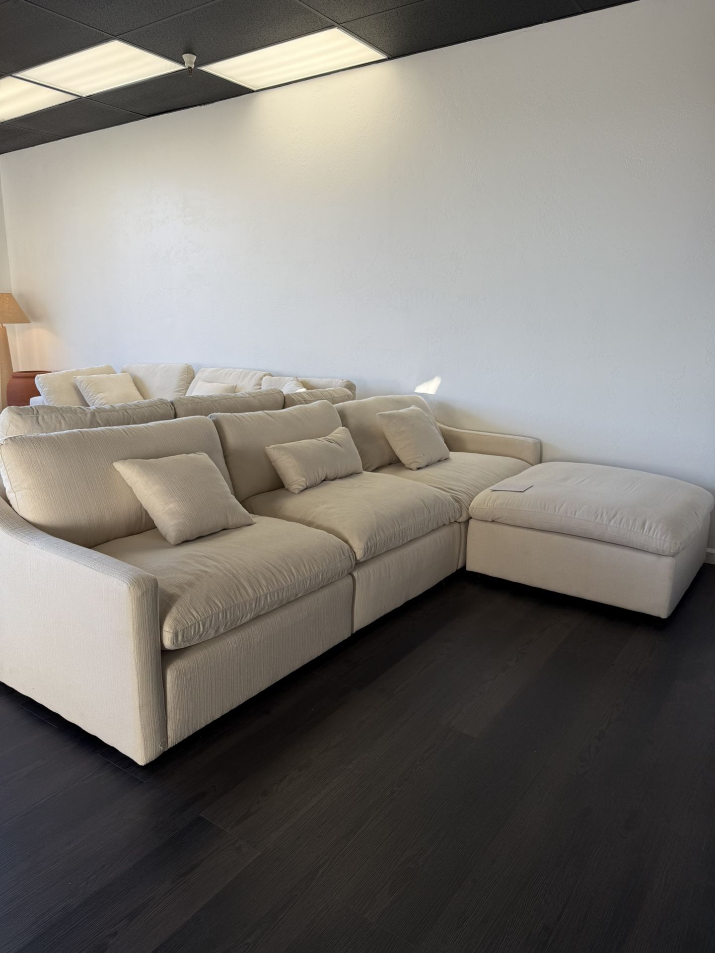 Cloud Slim Modular Sofa Chaise – 4-Seat Modern Sectional w/ Reversible Ottoman – NEW + Free Delivery