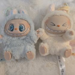 Lot of 2 labubu have a seat Ququ And Sisi Plush Toy Keychain Pendant 