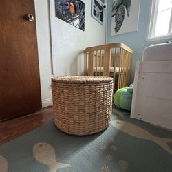 Woven Storage Ottoman Basket with Lid