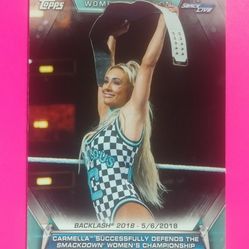 2019 Topps WWE Carmella #71 Defends Backlash 2018 Smackdown Live Women's Championship Division Staten Island Princess Wrestle World Wrestling Sports 