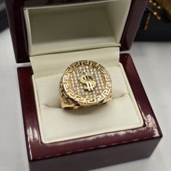 Solid 10k Gold Moneysign Greek Ring Anillo Estilo Griego En Oro 10kt Solido