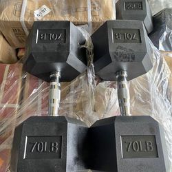 New pair of 70 pounds dumbbells