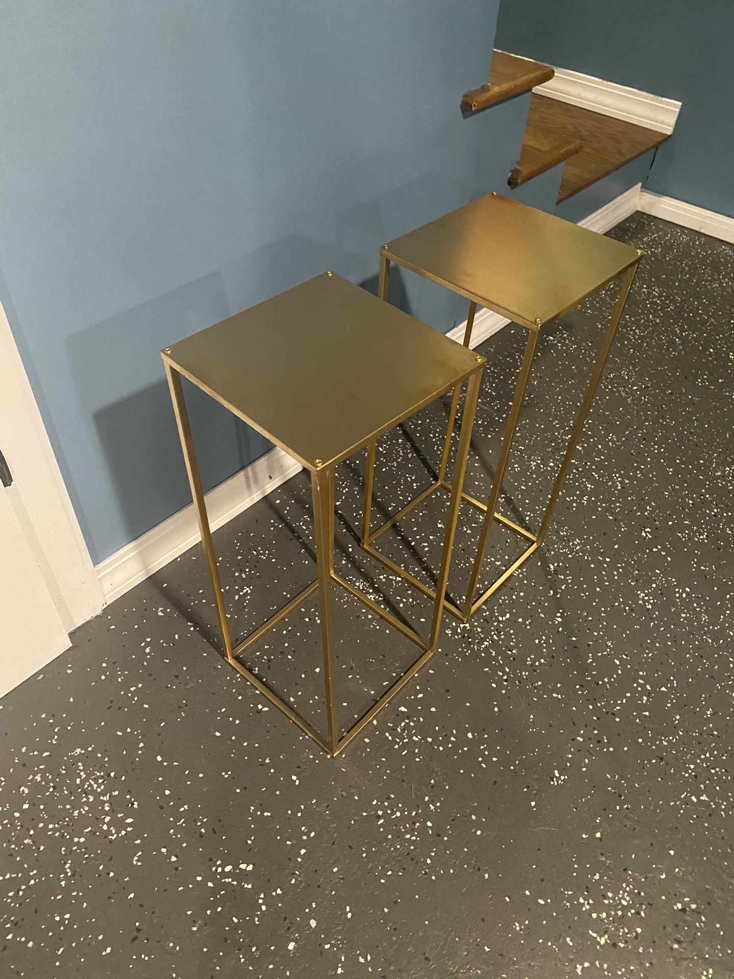 2 Gold Pedestal Display Stands