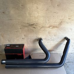 Harley Dyna Vance And Hines Long Shots Exhaust Pipes Parts 