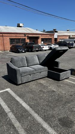 Coddle Aria Fabric Sleeper Sofa with Reversible Chaise and Storage, Gray