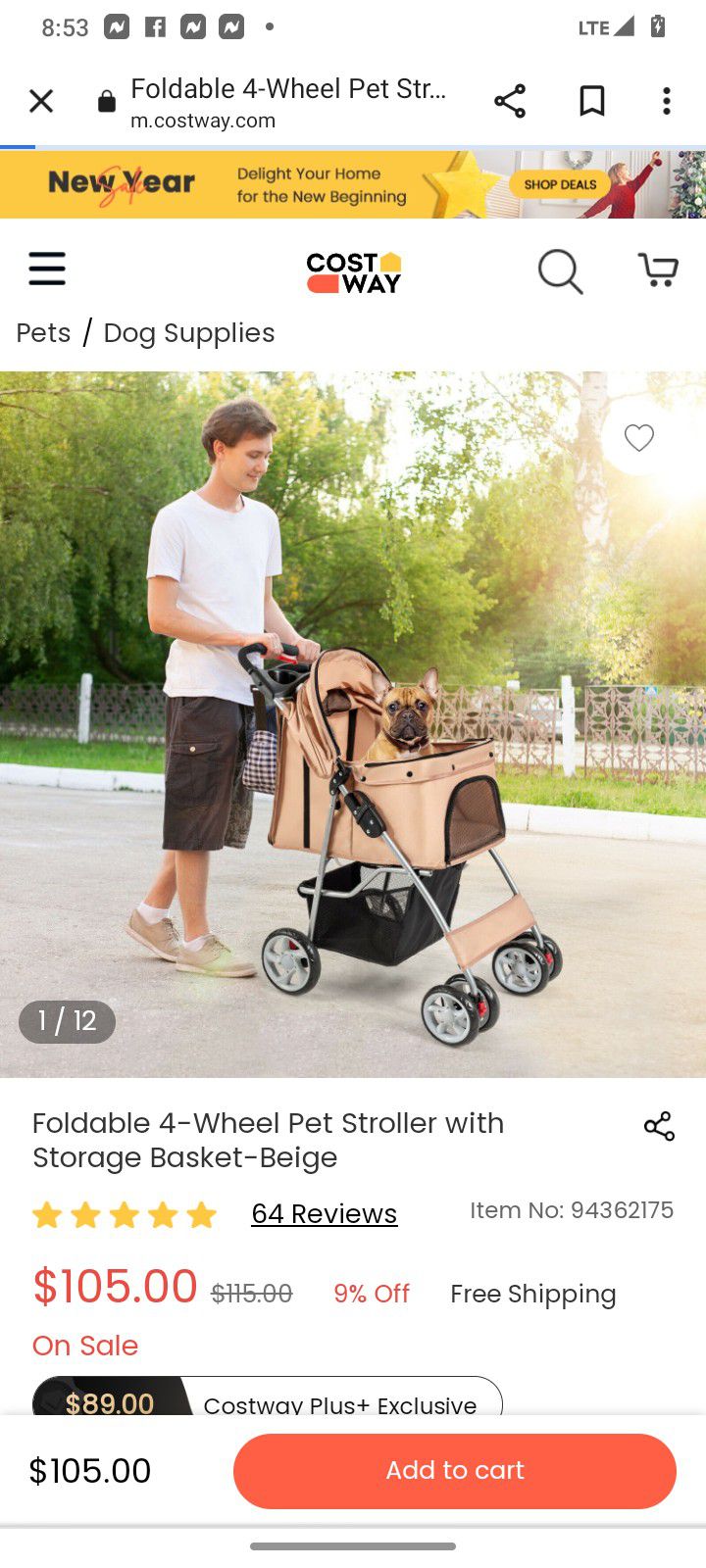 Stroller For Dogs New $70