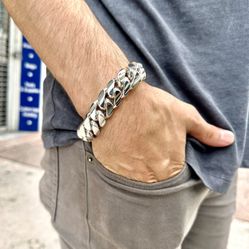 👐All Hand Made 18mm 8.5” Miami Cuban Link Bracelet Solid .999 Sterling Silver We Have Great 📞🤯🤞🏽 Selection Come By The Shop 