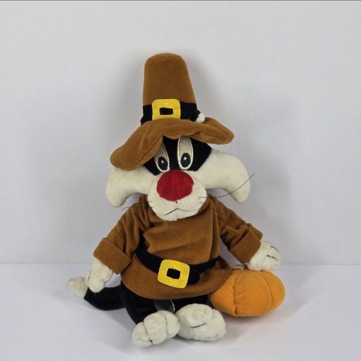 WB Store Looney Tunes THANKSGIVING SYLVESTER PILGRIM 10" Stuffed Animal Cat