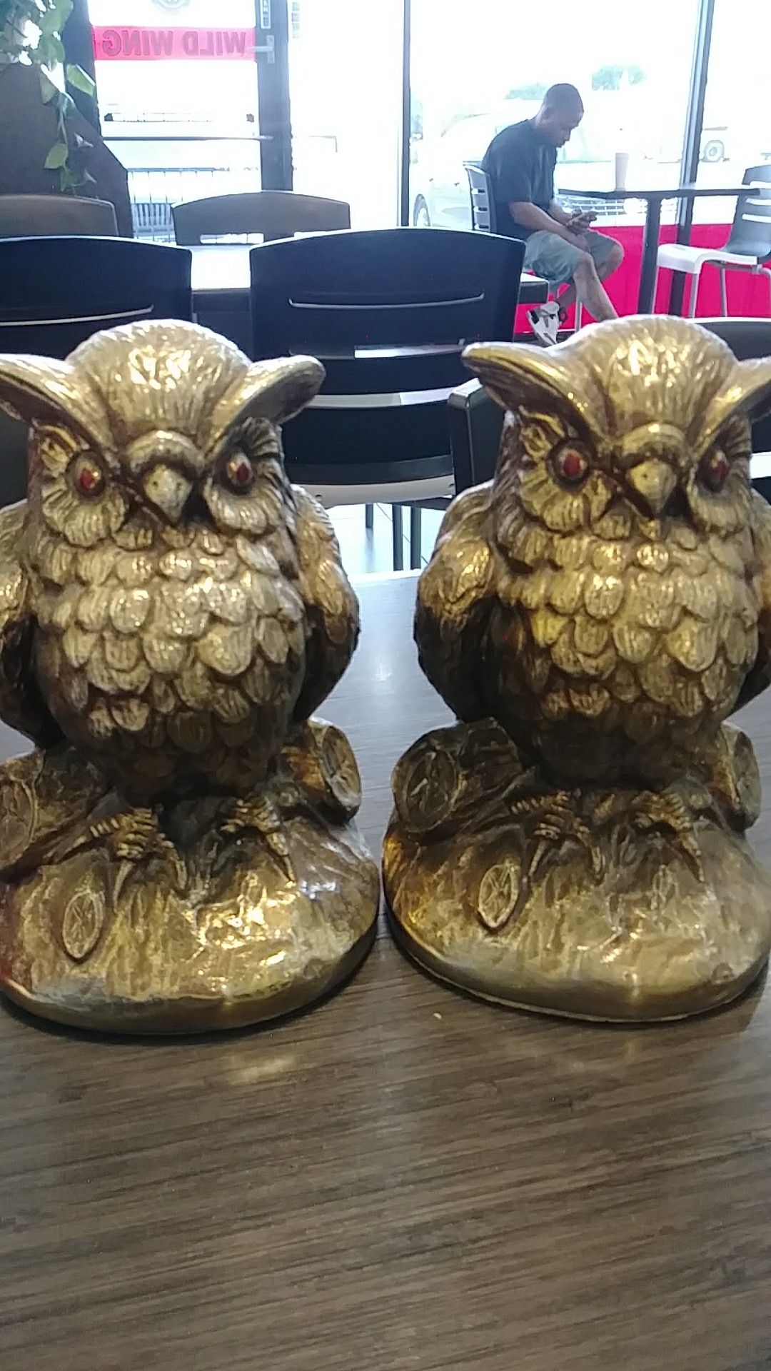 Vintage brass owl on tree bookends