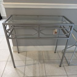 Glass-top Metal Console Table