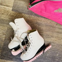Girl’s Ice skates +guards+ backpack set