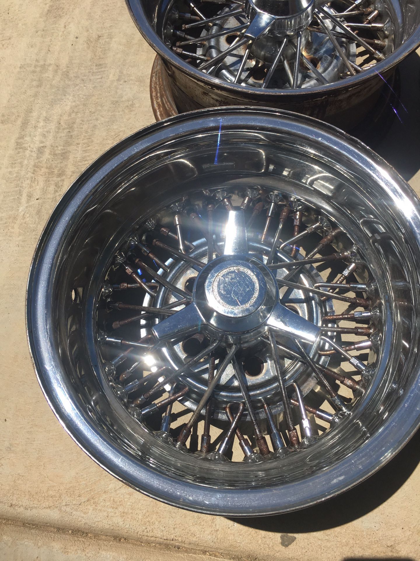 14x7 True Spokes Unilug w/Spinners Wire Wheels Tru Spoke True Spoke for