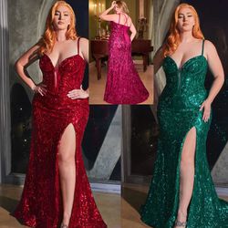 New With Tags Sequin Fitted Plus Size Long Formal Dress & Prom Dress $239 