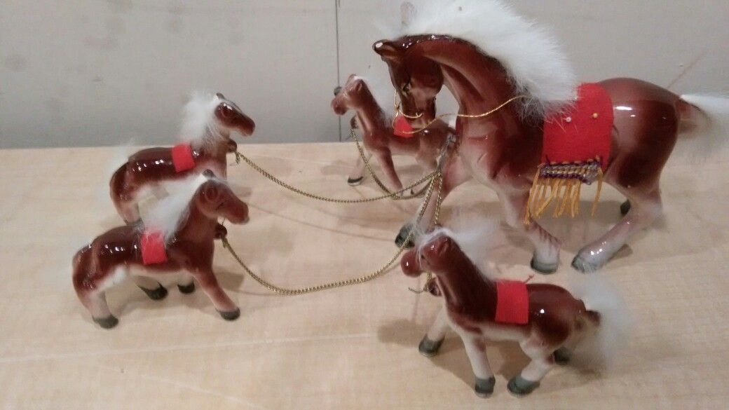 Rare one of a kind Antique set of porcelain horspe from the 50s