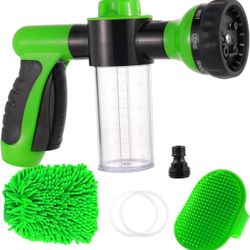 8 in 1 Car Wash Brush Foam Gun,Garden Hose Nozzle Foam Cannon Bottle Soap Sprayer,Lawn, Car Wash, Cleaning，Patio, Pet Bathing   Brand new in box! Your