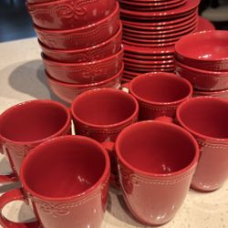 Red Ceramic Dinnerware Set