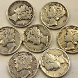 1940, 1941, 42, 43, 44 Dimes