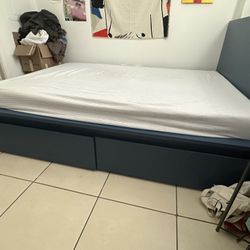Ikea Full Bed with Two Storage Drawers