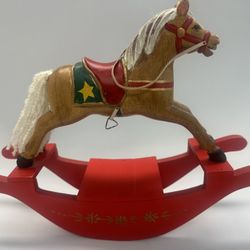 Vintage Carved Wood MUSIC BOX ROCKING HORSE Works 