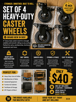 HEAVY DUTY 4" Swivel Caster Wheels