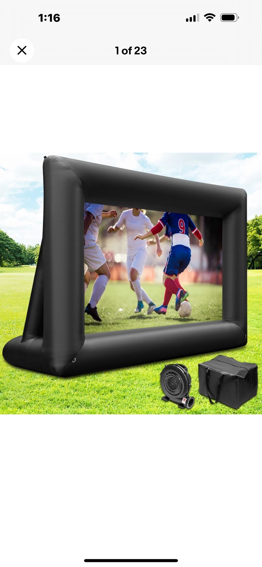 24FT Inflatable Movie Projector Screen Projection Outside Theater w/Blower