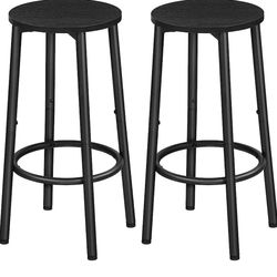 Bar Stools, Set of 2 Bar Chairs, Kitchen Round Height Stools with Footrest, Breakfast Bar Stools, Sturdy Steel Frame, for Dining Room, Kitchen, Party,