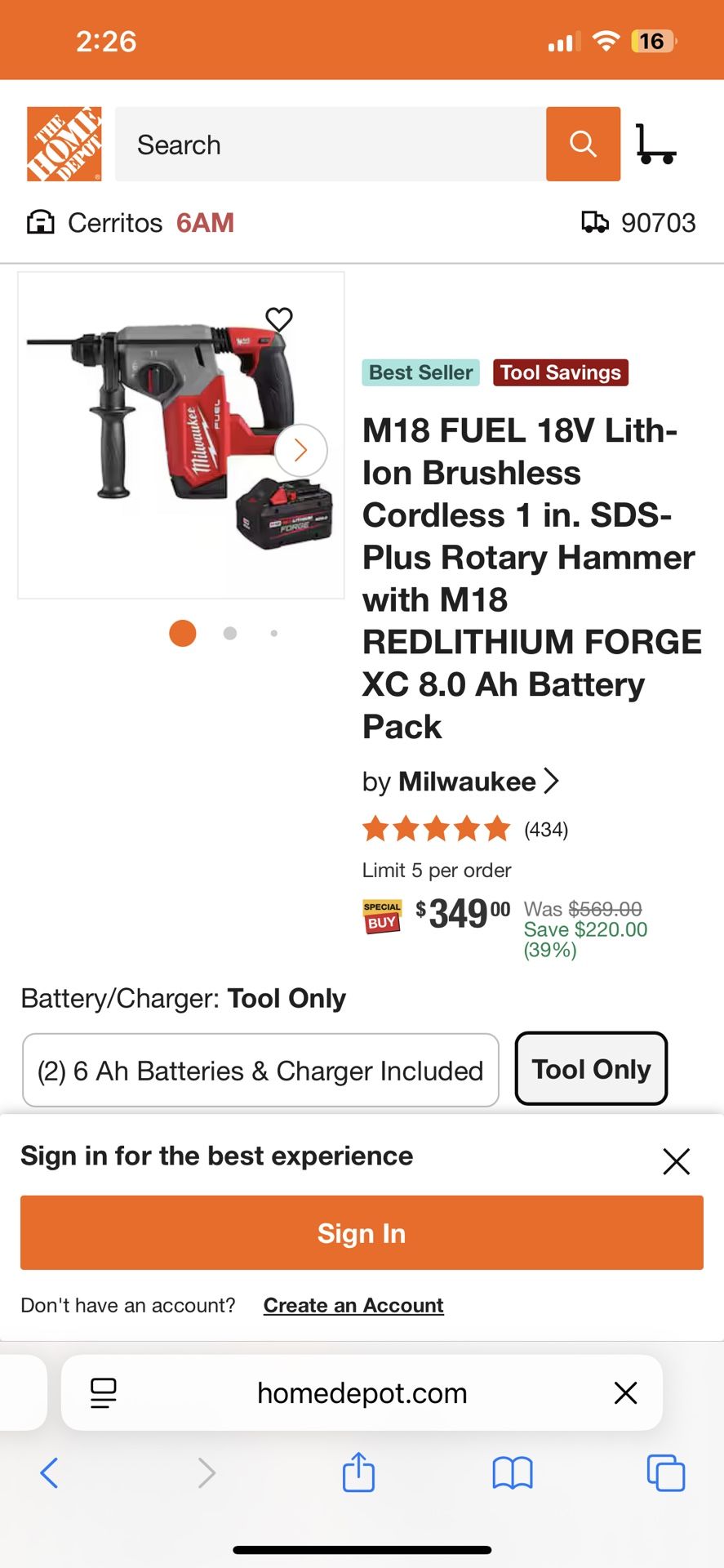 Milwaukee Rotary Hammer And 18v Battery