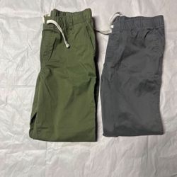 TWO PAIRS OF CAT AND JACK BOYS SIZE 18 STRAIGHT FIT WOVEN PULL UP PANTS 