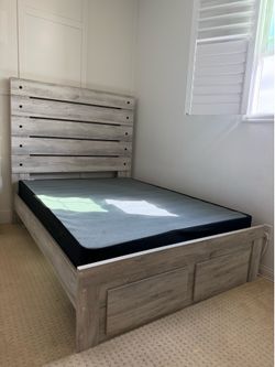 Cambeck Full Panel Bed with 2 Storage Drawers and Lighting