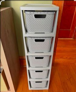 Tower drawer storage bins organization woven stackable Tools Makeup Bathroom