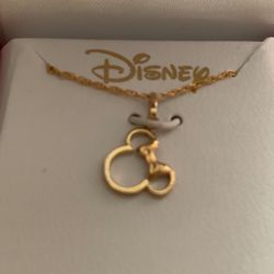 BRAND NEW DISNEY 14K GOLD MINNIE MOUSE PENDANT WITH 15 INCH CHAIN/ NECKLACE