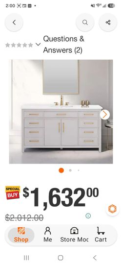Sudio Design White Bathroom Vanity with Gold Hardware