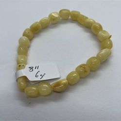 New Brown Yellow Bead Bracelet Natural Baltic Amber Stretchy Unisex 8” / 6gr