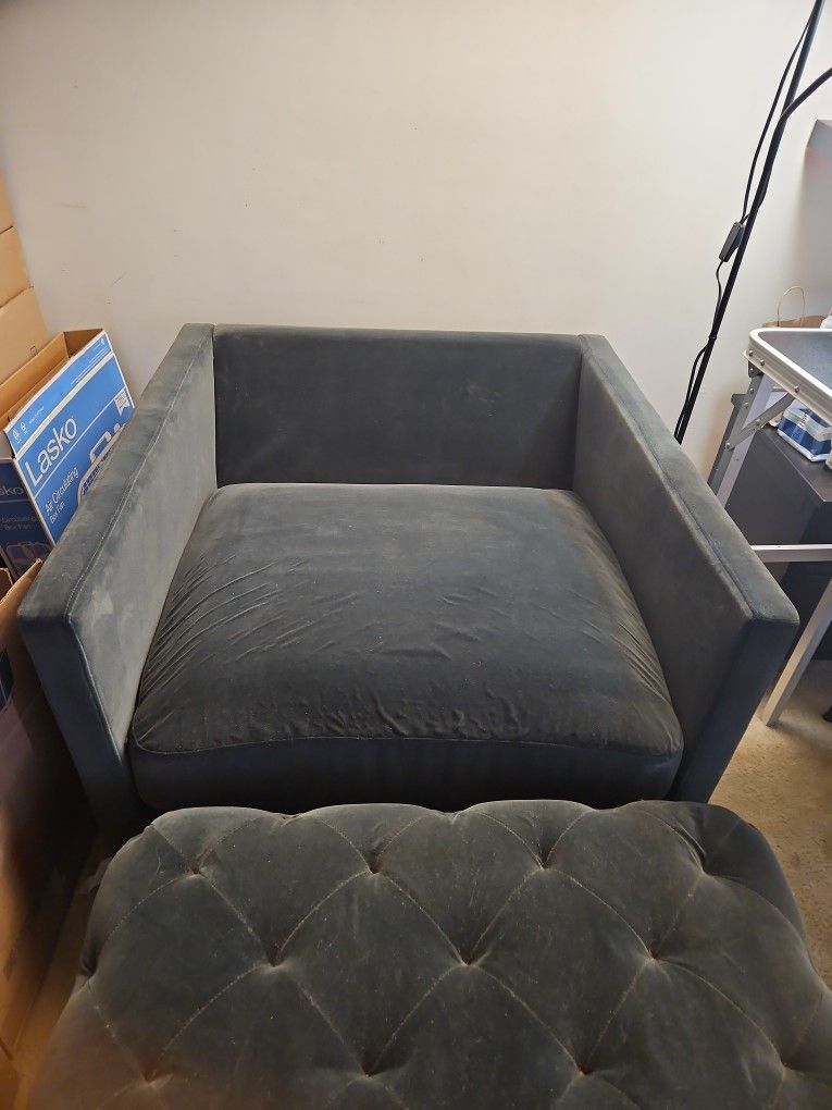 Oversized Suede Chair & Ottoman