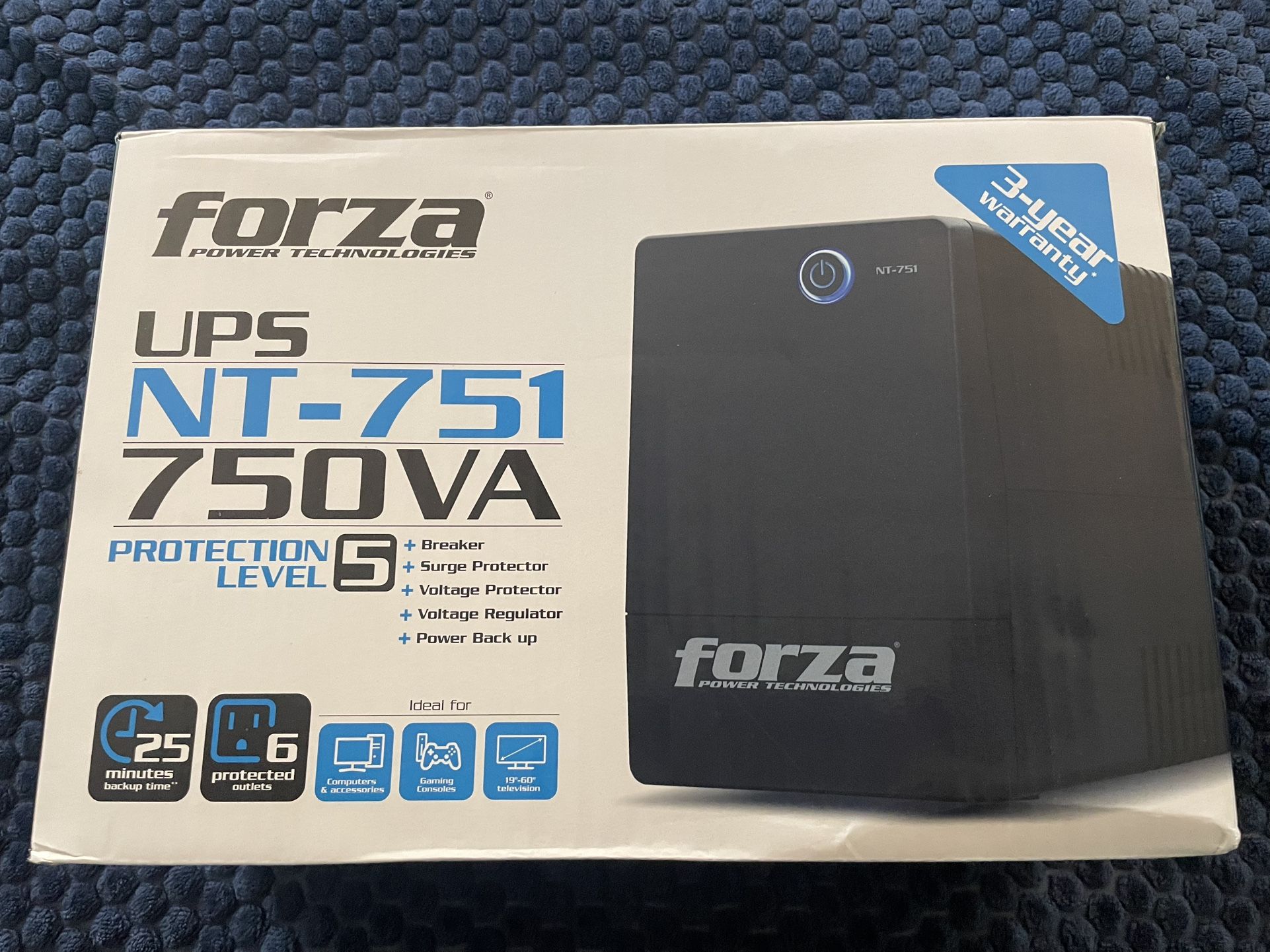 Brand New Forza NT-751 UPS 750 VA / 375 W — 6-Outlet Backup + Surge Protection (Still Sealed)