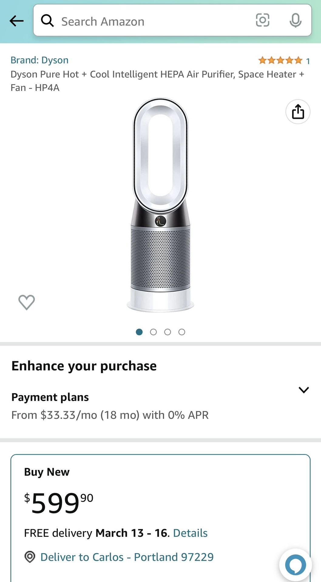 Dyson HP4A BRAND NEW Hot And cool Air Purifier