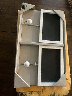 NEW Set Of 2 Framed Chalkboards With Hooks - Each 6.5” Wide 